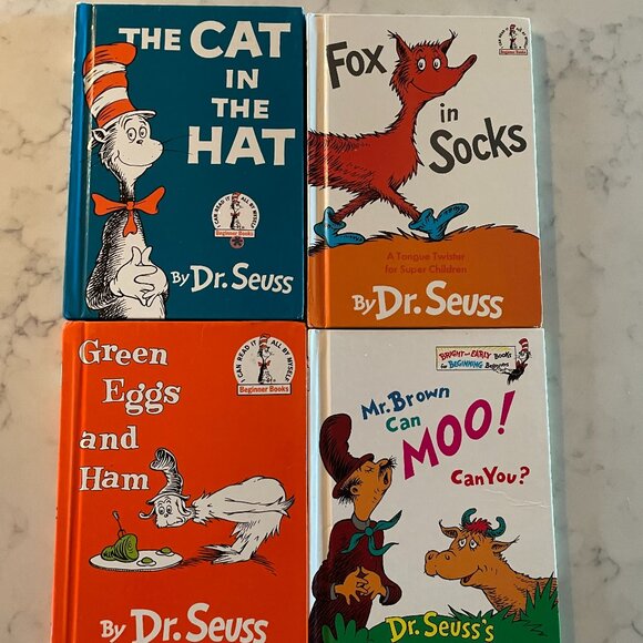 Dr. Seuss 4 Hardcover Book Lot - Green Eggs Cat in Hat Fox Sox Mr. Brown can Moo - Picture 2 of 5